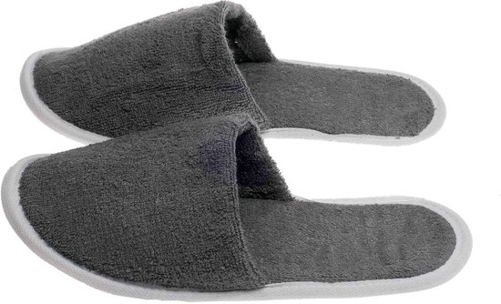 Hotel - Sauna - Wellness - slippers van BAMBOE Badstof Dichte Teen  Antraciet Maat One Size | bol.com
