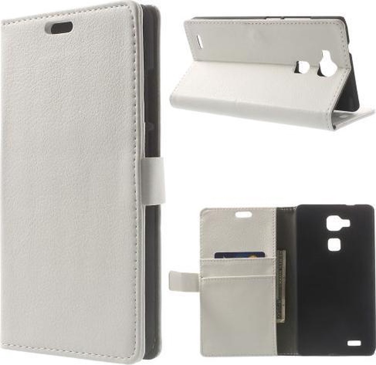 Litchi wallet hoesje Huawei Ascend Mate 7 wit