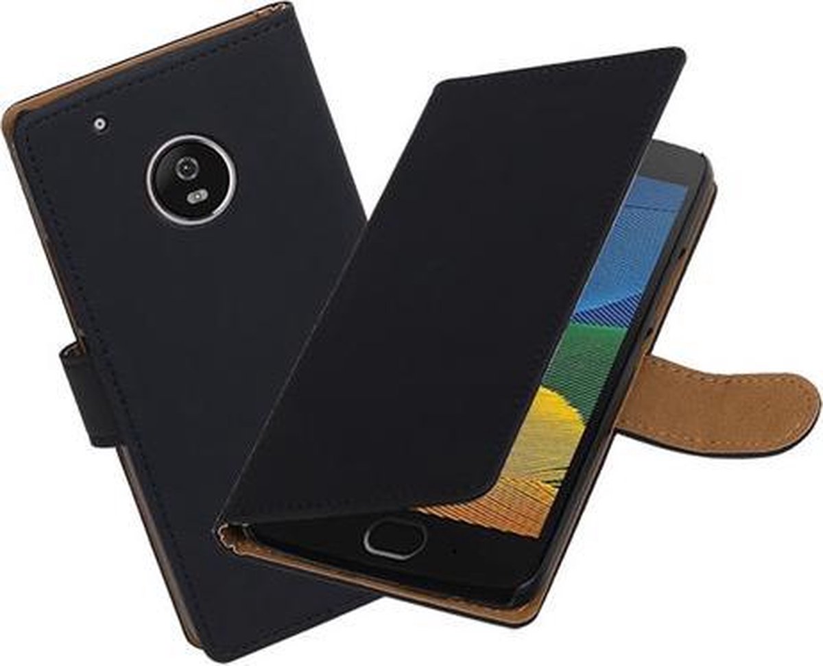 BestCases.nl Motorola Moto G5 Effen booktype hoesje Zwart