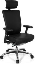 hjh office Nova - Chaise de bureau - Luxe - Ergonomique - Cuir - Noir
