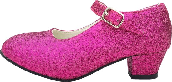 Spaanse Prinsessen schoenen roze fuchsia glitter maat 38 (binnenmaat 24,5  cm) bij jurk | bol.com