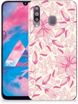 Back Cover Geschikt voor Samsung M30 TPU Siliconen Hoesje Pink Flowers