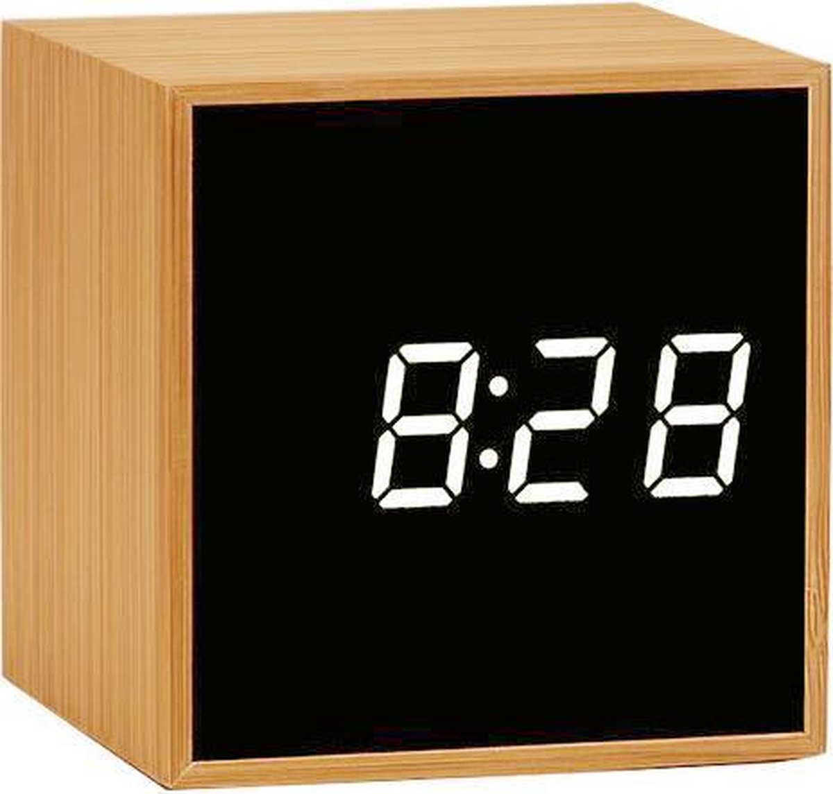 JAP Clocks AC24 Digitale houten wekker Alarmklok Datum en tijd