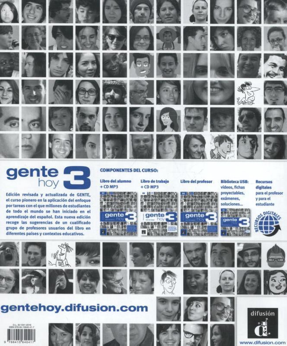 Couverture de livre avec un collage de visages de personnes, intitulé 'GENTE hoy 3'.