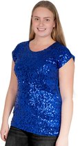 Pailletten topje, shirt L/XL blauw