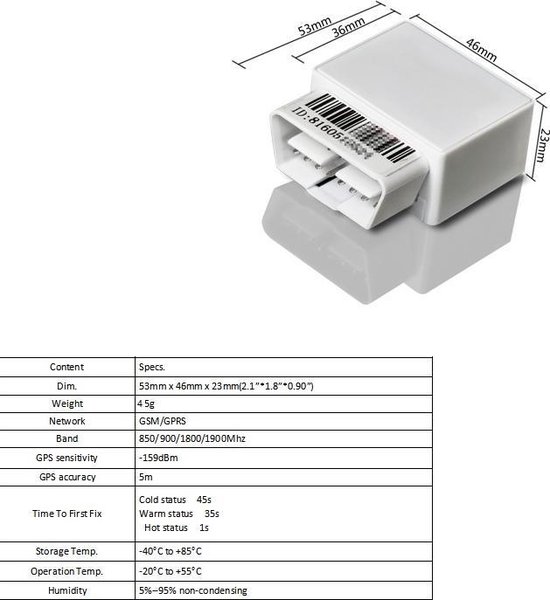GPS tracker - Trackify TR-6008 - OBD2 poort
