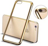 Apple iPhone 7 smartphone hoesje silicone tpu case transparant/gouden rand