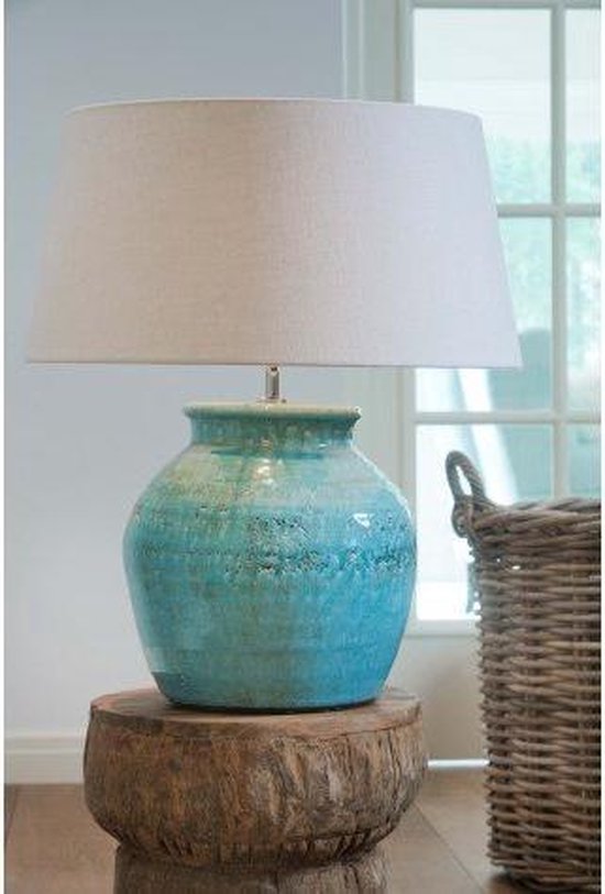 Lampvoet / tafellamp oud blauw fijn keramiek rond | bol