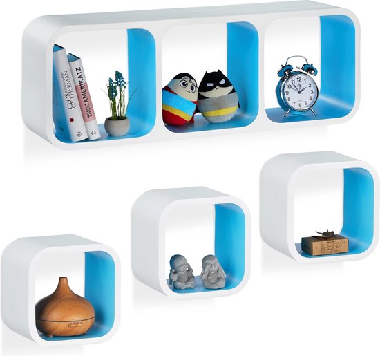 Relaxdays wandplank set van 3 - U-vorm - wandbox - MDF - zwevend