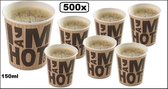 500x Koffiebeker I am Hot 150cc - Koffie chocomel soep drank water beker karton