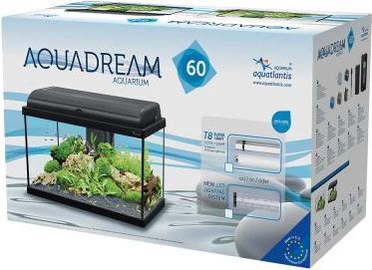 Verhandeling vertaling Grap Aqualantis Aquadream 60 Aquarium - 60 x 30 x 40 cm - 54L - Zwart | bol.com