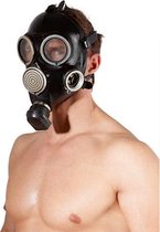 Zwart latex gasmasker