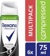 Rexona Women Invisible Diamond Compressed Deodorant Spray - 6 x 75 ml - Voordeelverpakking