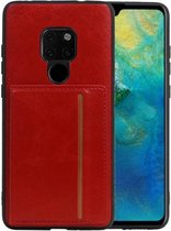 Rood Staand Back Cover 1 Pasjes voor Huawei Mate 20