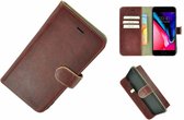 Pearlycase® Wallet Bookcase iPhone 8 Plus Echt Leder Bordeauxrood Hoesje
