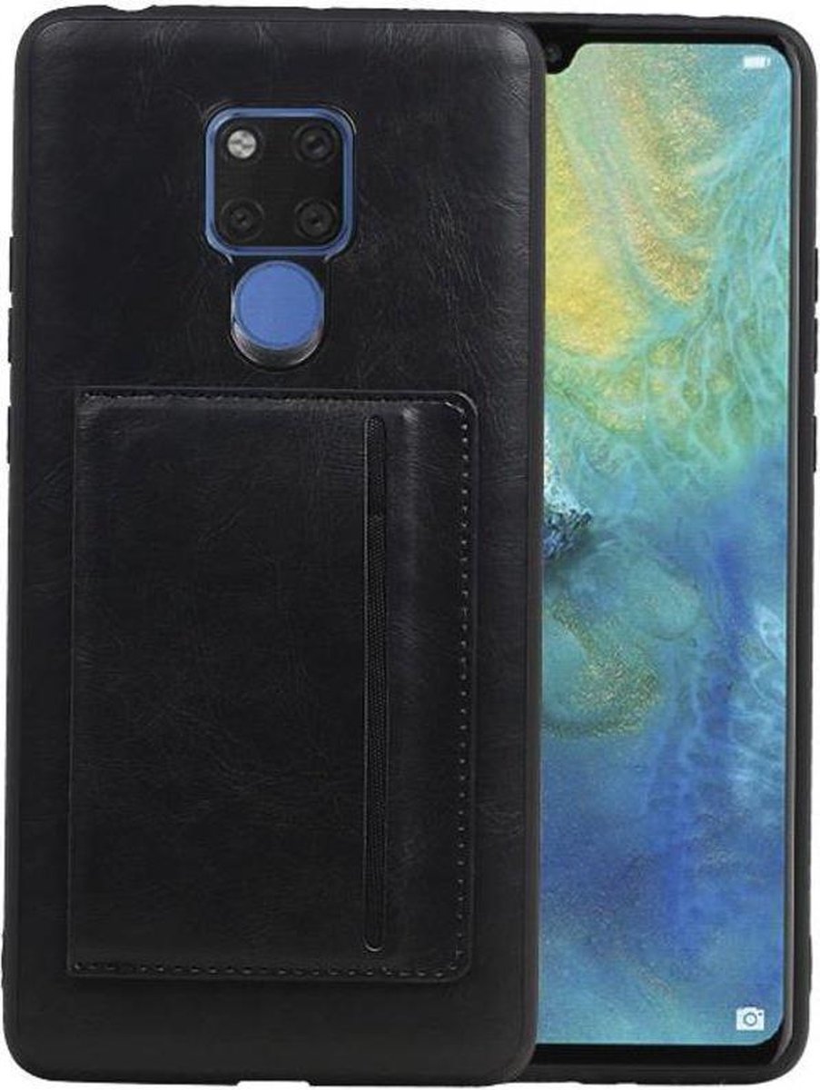 Zwart Staand Back Cover 1 Pasjes voor Huawei Mate 20 X