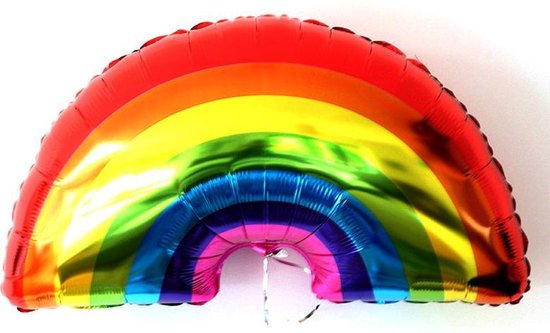 Grote folie ballon Regenboog 60x90 cm - Kan gevuld met Helium of lucht  -