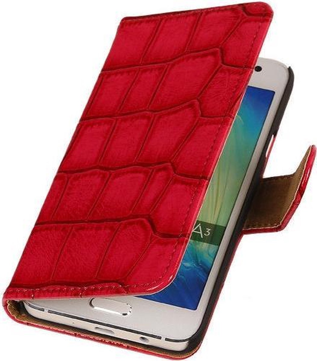 Roze Krokodil Booktype Samsung Galaxy Core LTE Wallet Cover Hoesje