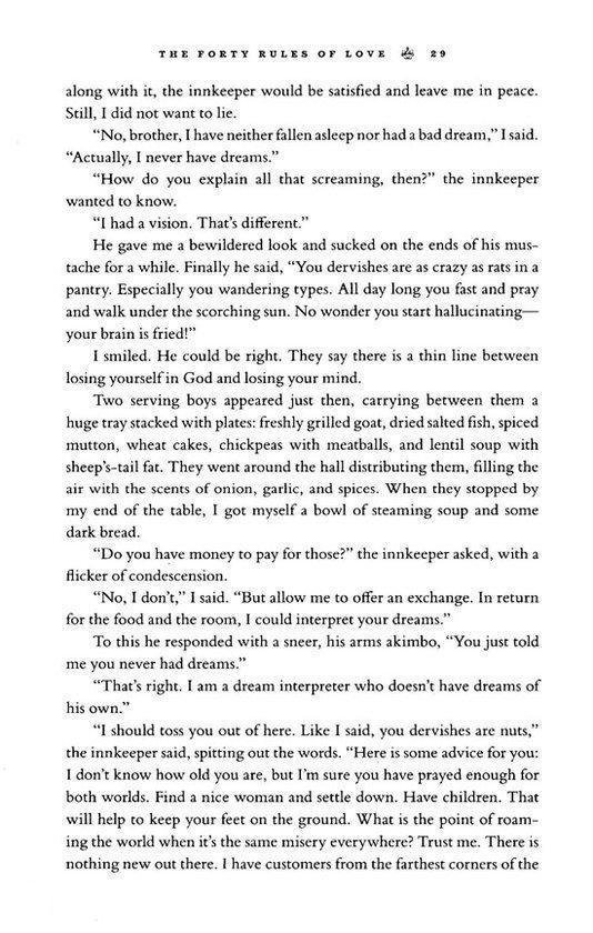 Pagina 29 van 'The Forty Rules of Love' met tekst.
