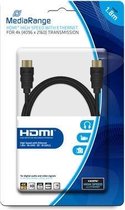 MediaRange HDMI™ High Speed connection cable with Ethernet, gold-plated contacts, 18 Gbit/s data transfer rate, 1.8m, black