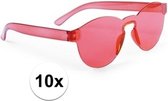 10x Rode verkleed zonnebril voor volwassenen - Feest/party bril rood