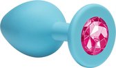 Lola Toys - Emotions - Buttplug met Diamant - Anaal - Siliconen - Maat S - 27mm - Turquoise met Roze Diamant