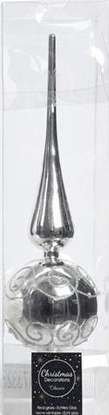 Zilveren glazen kerstboom piek 31 cm met zilveren glitter - Glas -... | bol.com