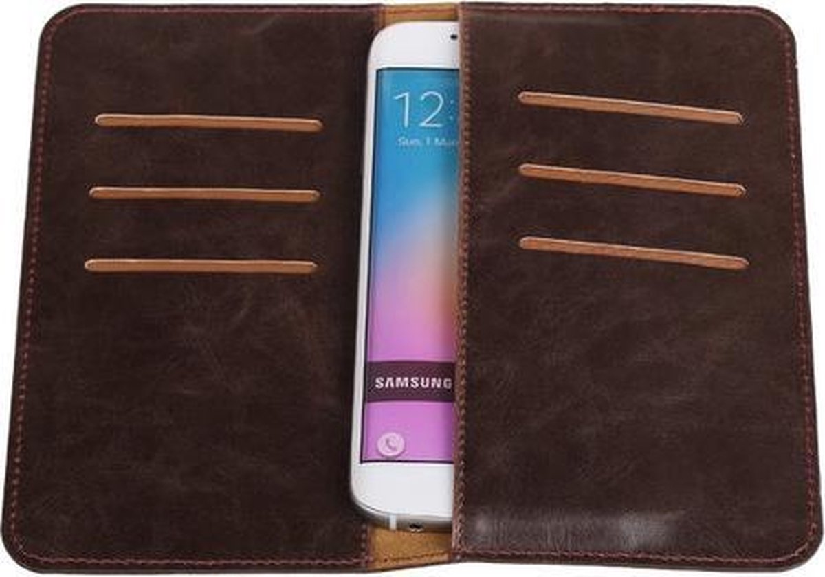 Mocca Pull-up Medium Pu portemonnee wallet voor Samsung Galaxy J1 2015