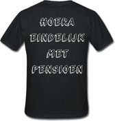 Mijncadeautje T-shirt - Hoera eindelijk met pensioen - unisex Zwart (maat XL)