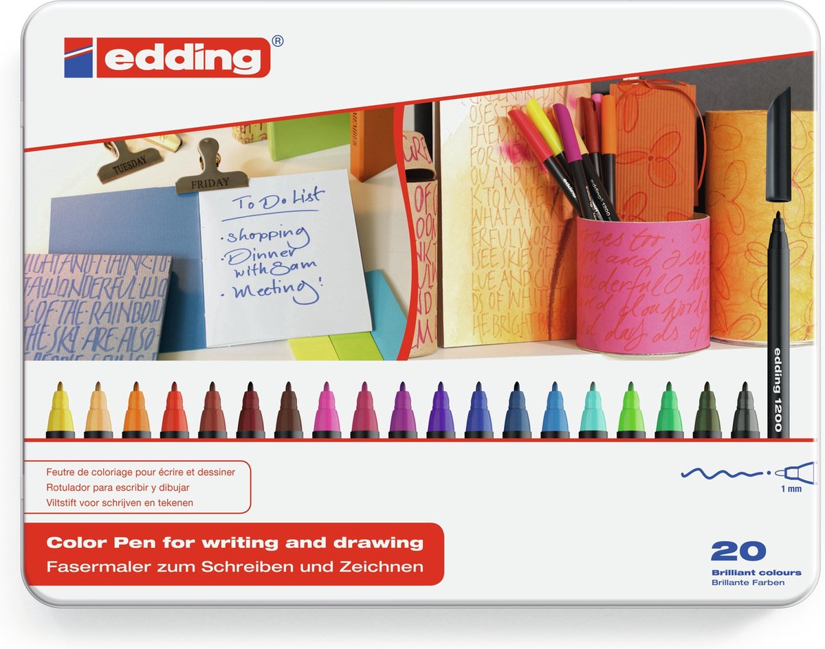 1 stylo coloriage stylo pour ecriture edding 1200 Feutre de coloriage pointe fine dessin vert pointe ronde 1 mm 