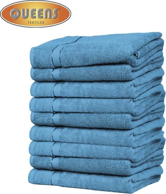 bol.com | Queens Badhanddoek - 9-pack Handdoeken - Handdoek - 500 gr/m2 -  50x100 cm - Turquoise