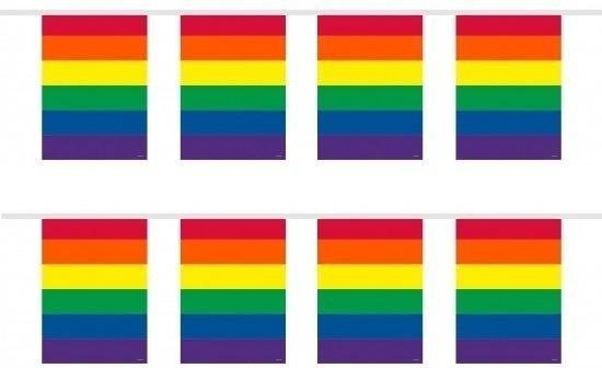 2x Pride regenboog kleuren vlaggenlijnen 10 meter per stuk - LHBT thema... | bol.com