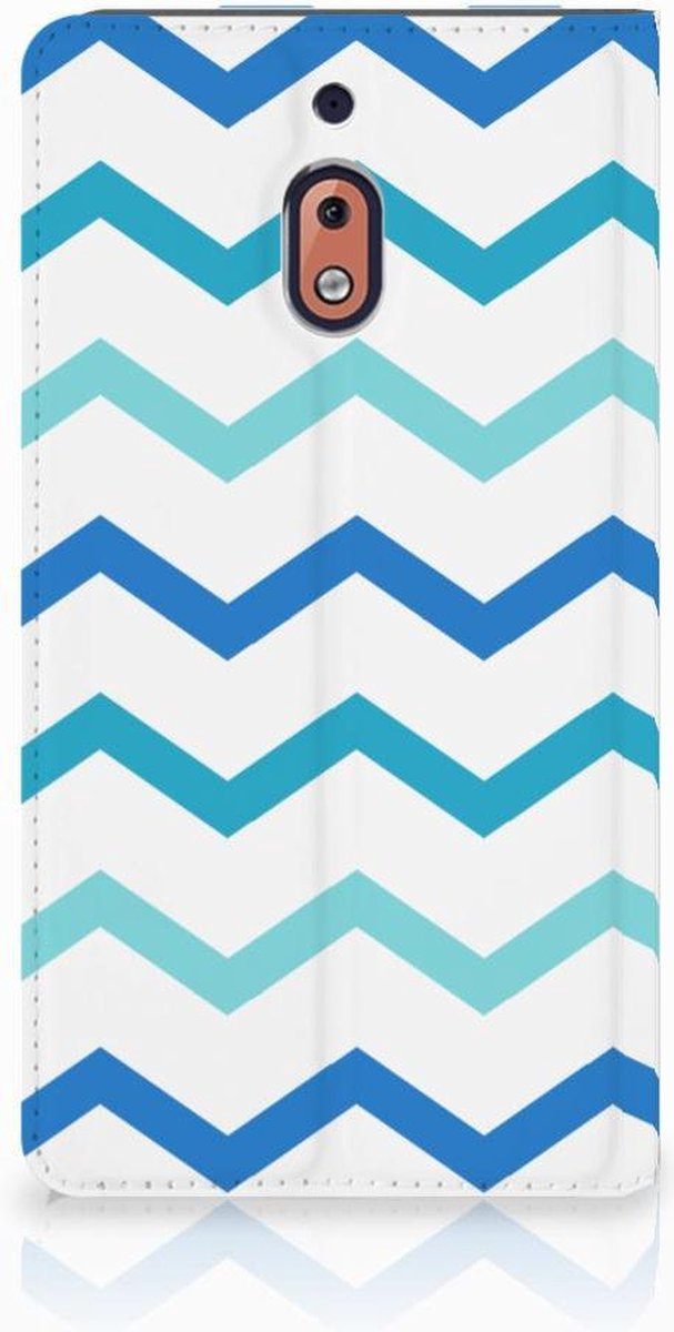 Nokia 2.1 2018 Hoesje met Magneet Zigzag Blauw