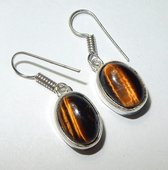 Zilveren Oorhangers met Tijgeroog Edelsteen