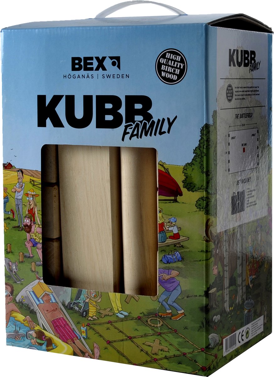 Bex Kubb Family – Zweeds Vikingschaak – Duurzaam Buitenspel – FSC Berkenhout – Koning Met Houtkleurige Kroon – Vanaf 8 Jaar – Inclusief Opbergnet Met Trekkoord — afbeelding 11