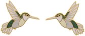 Behave® Oorbellen steker vogel wit kolibrie