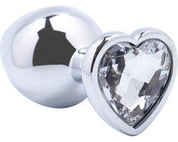 Banoch - Buttplug Coeur Transparent Large -Metaal - Hart - Diamant Steen