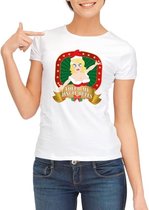 Foute Kerst shirt voor dames - Touch my jingle bells - wit 2XL