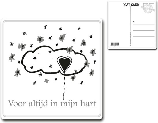 Metalen kaart 15x15cm Voor altijd in mijn hart - 107151122016 | bol