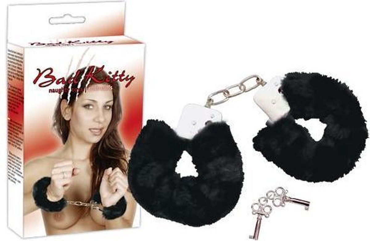 Goedkoopste Bad Kitty - Pluche Handboeien voor de Gevoelige Polsen - Zwart