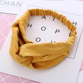 Velvet Suede Haarband Trendy - Suède Bandana - Fluweel Velours - Cross Haarband Geel Klein