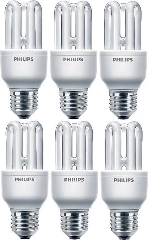 Muildier Woud Ophef 6 stuks - Philips Genie Spaarlamp E27 8W/865 6500K Daglicht 400lm | bol.com