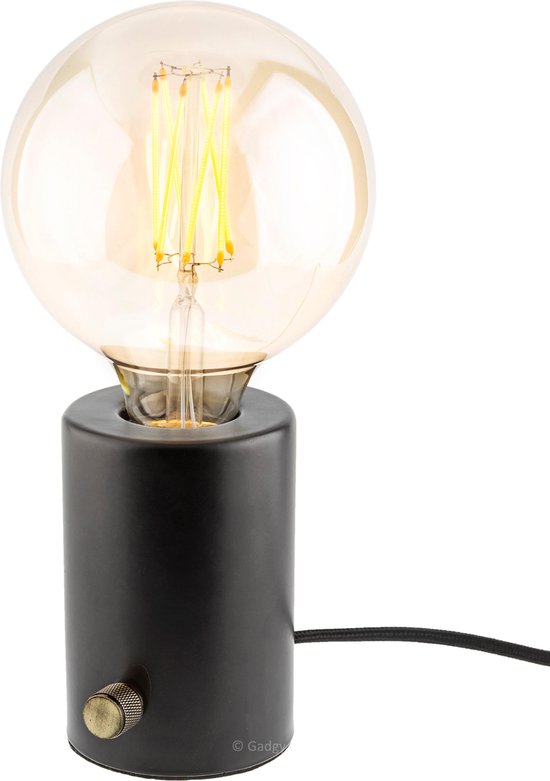 voorstel dempen Wissen Gadgy Dimbare Tafellamp Zwart, met grote filament LED lamp – 26 cm hoog -  Ø12,5 cm | bol.com