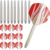 ABC Darts - Dart Flights en Dart Shafts - Pentathlon Spitfire Wit Rood - 3 sets