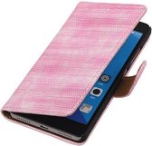 Hagedis Bookstyle Wallet Case Hoesje Geschikt voor Huawei Honor 7 Roze