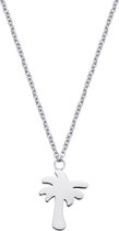 Fashionthings Palmboom Ketting - Dames - Stainless Steel - Zilverkleurig - 40 + 5 cm