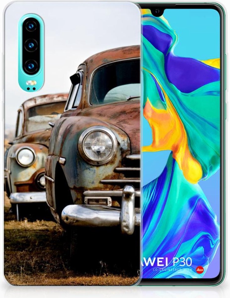 Huawei P30 Siliconen Hoesje met foto Vintage Auto