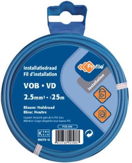 PROFILE installatiedraad VOB (België) VD (Nederland) - 2,5mm² - blauw - 25 meter