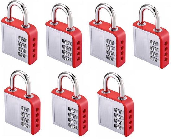 Belle Vous Zwart 4-Cijferige Combinatie Hangslot (4 Pak) – 4,8 x 4 x 1,6 cm – Zwarte Kwaliteit Waterdichte Binnen/Buiten Veiligheid Slot Voor Gym & School Lockers, Hek en Poort