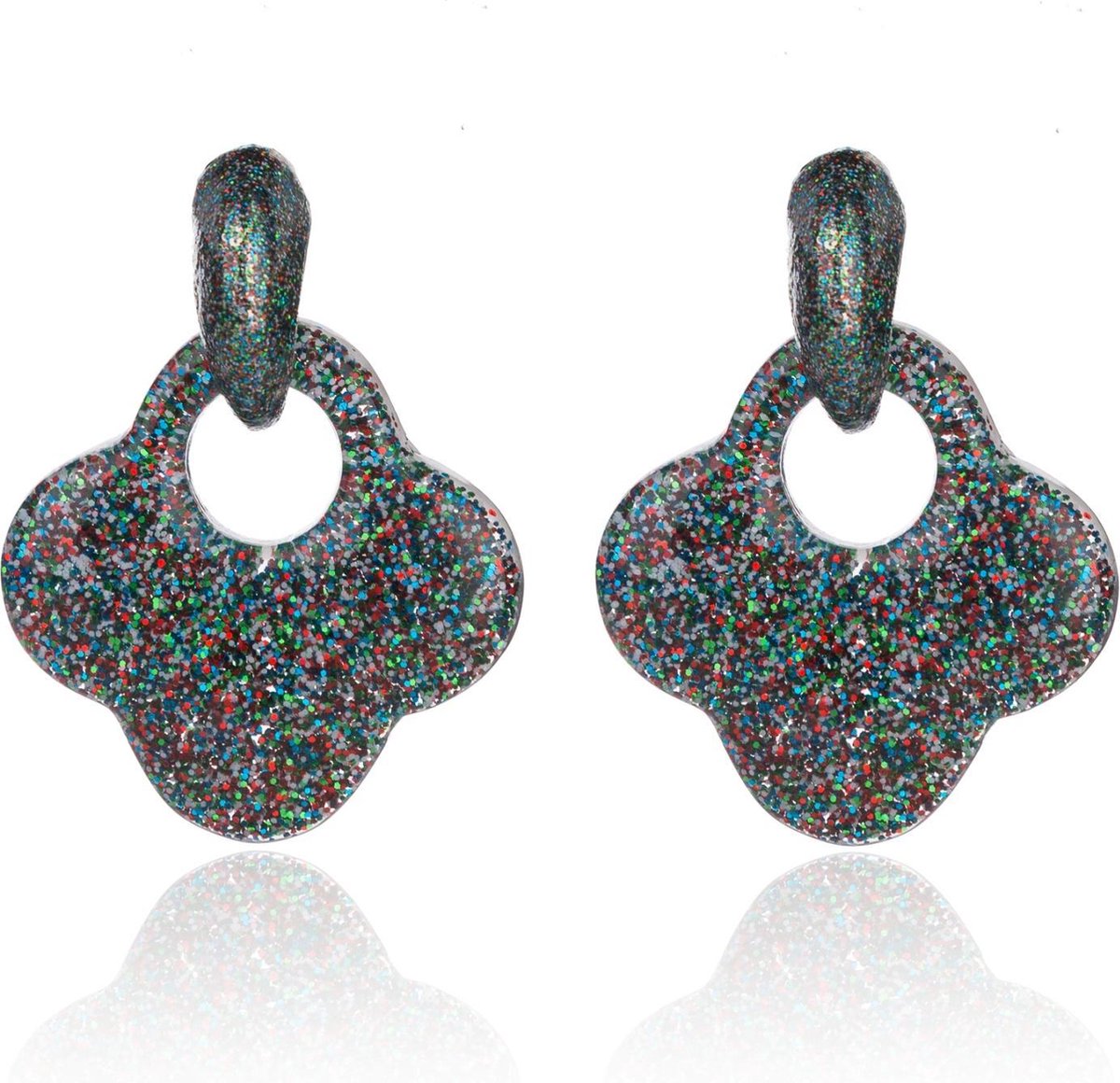 Glitter Oorbellen - Blad vormig Multi kleur